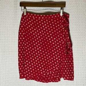 Madewell NWT Plus Wrap Mini Skirt Bandana Flower Red Women's Size 14W